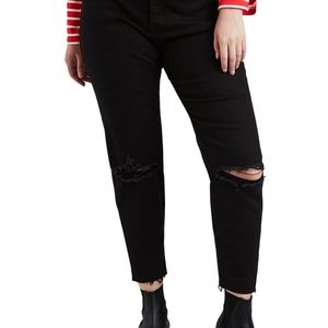 LEVI'S WOMENS PLUS DISTRESSED HIGH-RISE ANKLE JEAN